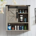 thumbnail image 1 of OKD Bathroom Wall Cabinet Barn Door Cupboard Storage Medicine Cabinet Shelf Light Rustic Oak, 1 of 6