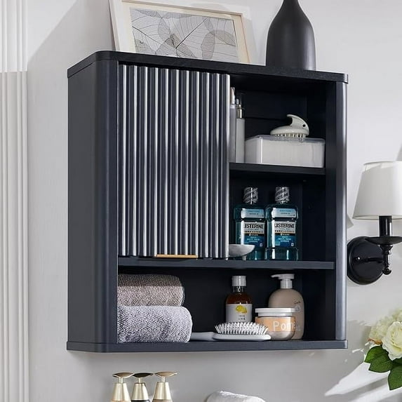 OKD Bathroom Storage Cabinet, Modern Medicine Cabinet with Adjustable Shelf for Kitchen & Living Room, Dark Grey