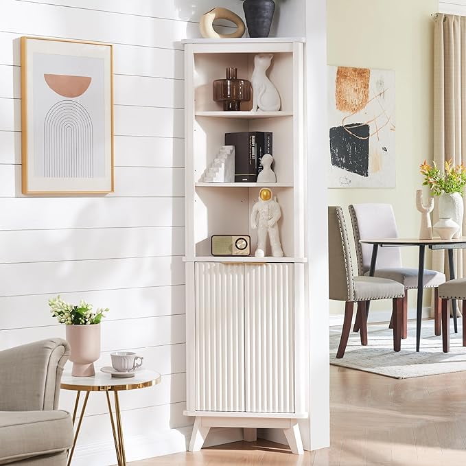 OKD Corner Cabinet, 68In Tall Modern Corner Shelf Storage Cabinet with ...