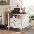 thumbnail image 1 of OKD Farmhouse Nightstand, 3 Drawer Wood Side Table with Charging Station for Bedroom, Living Room - Antique White, 1 of 9