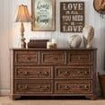 thumbnail image 1 of OKD Farmhouse 7 Drawers Dresser Chests for Bedroom, 54" Wide Wood Rustic Storage Cabinet for Living Room, Hallway, Brown, 1 of 7