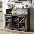 thumbnail image 1 of OKD Farmhouse Coffee Bar Cabinet with Wine Rack and Storage, Barn Door Buffet Cabinet Storage Kitchen With LED Light & Adjustable Shelves,  Dark Rustic Oak, 1 of 7