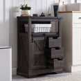 thumbnail image 1 of OKD Farmhouse Entryway Bathroom Storage Cabinet with 3 Drawer, Wooden Accent Cupboard, Dark Rustic Oak, 1 of 8
