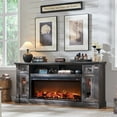 thumbnail image 1 of OKD Farmhouse Fireplace TV Stand up to 80'' TV, Entertainment Center with 42" Fireplace & LED Lights, Modern Media Console Table with Cabinets and Storage Drawers, Dark Rustic Oak, 1 of 9