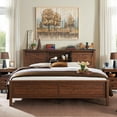 thumbnail image 1 of OKD Farmhouse King Bed Frame, Wood Platform Bed with Bookcase Storage Headboard and Charging Station, No Box Spring Needed, Reclaimed Barnwood, 1 of 6