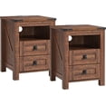 thumbnail image 1 of OKD Farmhouse Nightstand Set of 2 with Charging Station for Bedroom, 2-Drawer End Table, Reclaimed Barnwood, 1 of 7