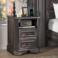 thumbnail image 1 of OKD Farmhouse Nightstand with Charging Station, End Table with 2 Drawers for Living Room, Side Table, Dark Rustic Oak, 1 of 7
