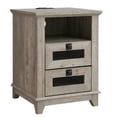 thumbnail image 1 of OKD Farmhouse Nightstand with Charging Station and 2 Storage Drawers, End Table Beside Table, Light Rustic Oak, 1 of 6