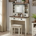 OKD Farmhouse Rustic Vanity Desk with Sliding Mirror, Furniture Finish ...