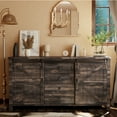 thumbnail image 1 of OKD Farmhouse Sideboard Buffet Cabinet with 4 Drawer Storage, Dark Rustic Oak, 1 of 1