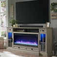 thumbnail image 1 of OKD Fireplace TV Stand for TVs up to 80",Farmhouse Entertainment Center with 42" Fireplace & LED Lights, Light Rustic Oak, 1 of 9