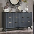 thumbnail image 1 of OKD Fluted 6 Drawers Dresser, 54" Wide Modern Chest of Drawers with Faux Marble Top, Wood Drawer Organizer for Bedroom, Living Room, Hallway, Dark Grey, 1 of 9
