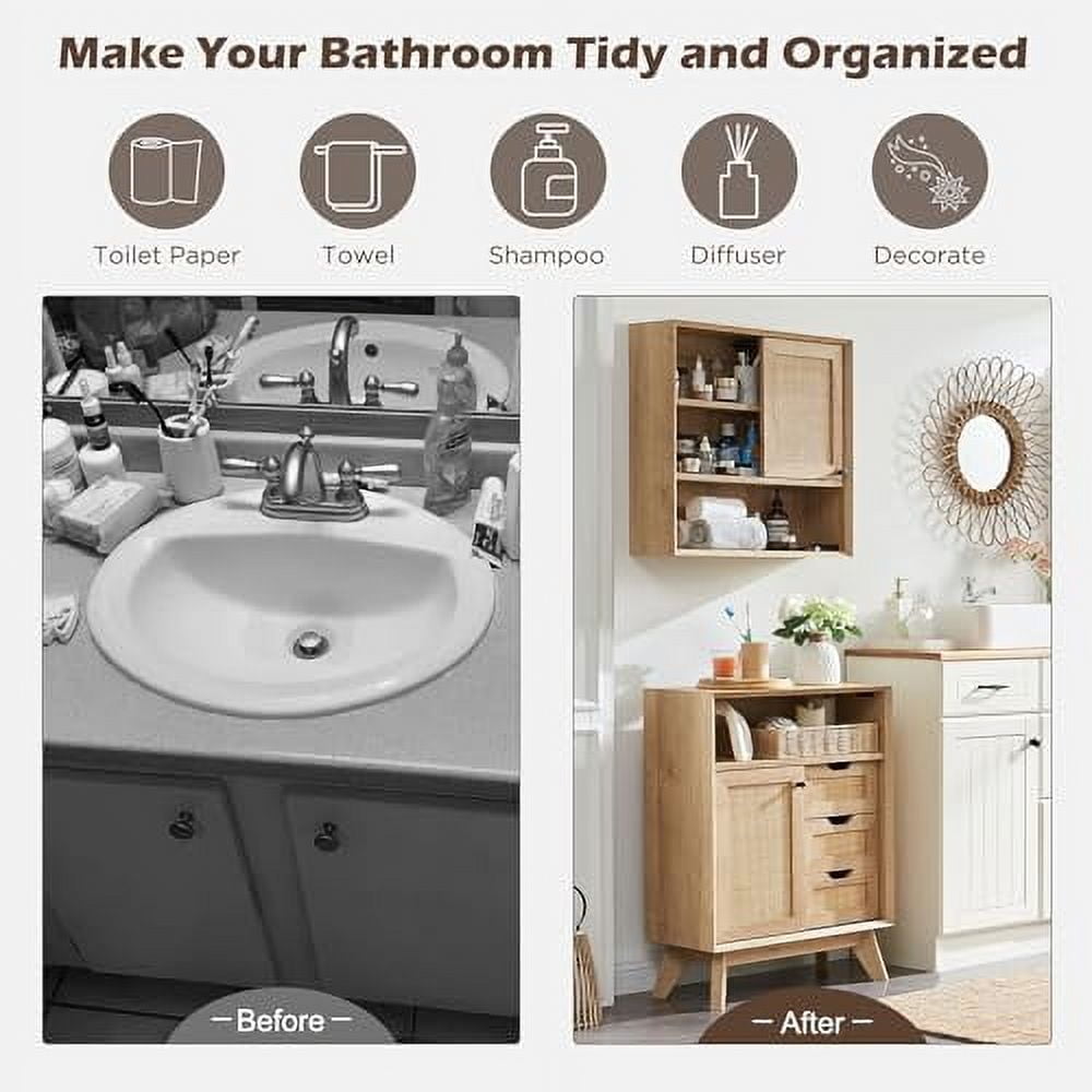 OKD HandWoven Rattan Wall Storage 24in Modern Medicine