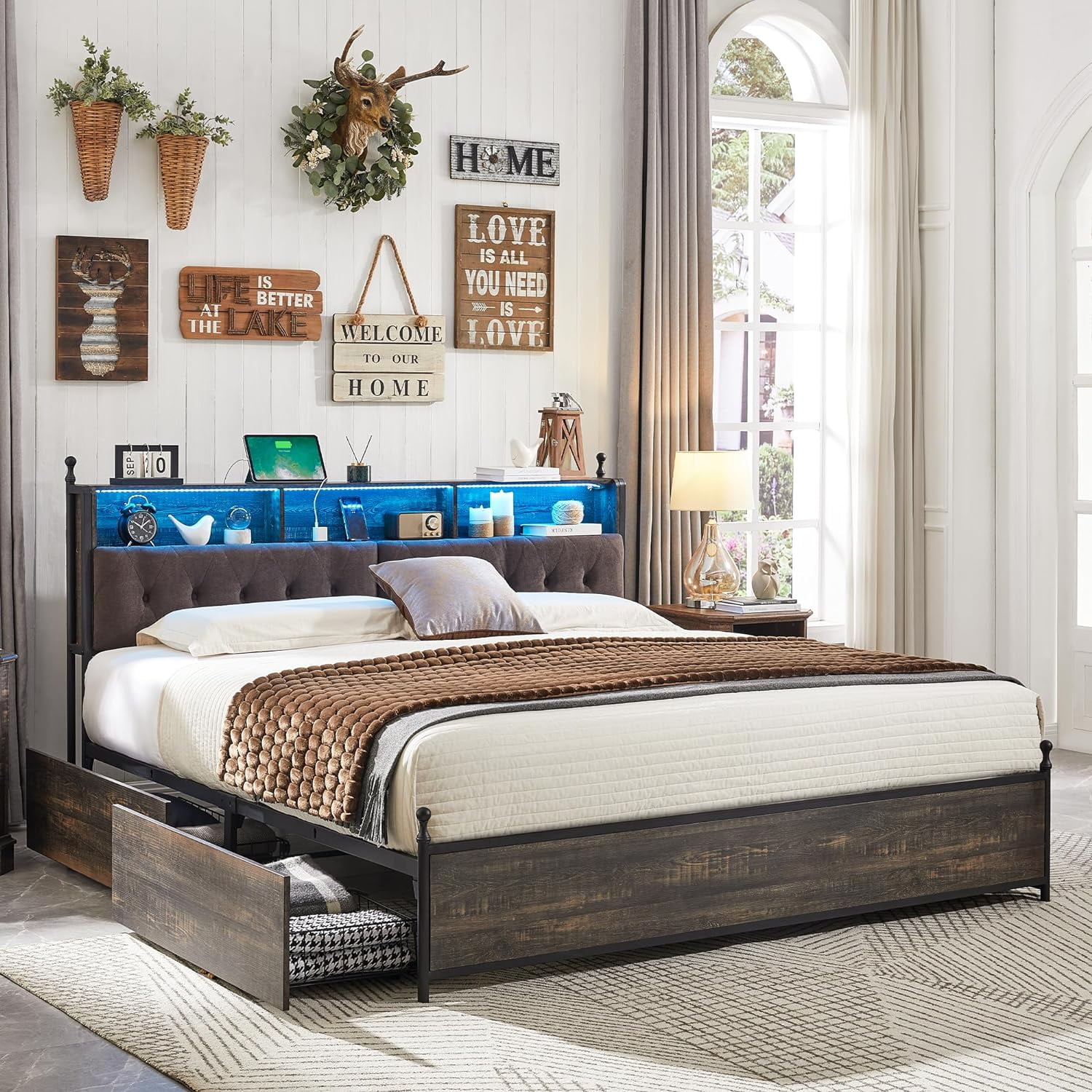 King size on sale bookcase headboard plans