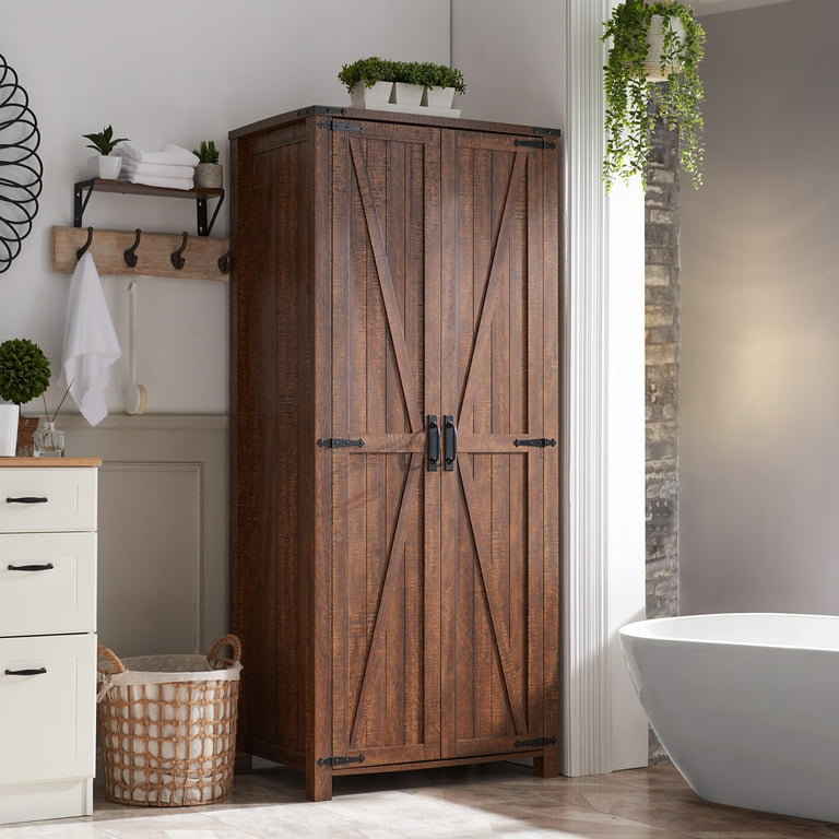 Tall barn store door storage cabinet
