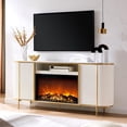 thumbnail image 1 of OKD 70" Fireplace TV Stand for TV up to 80", Modern Fluted Entertainment Center with Electric Fireplace, Media Console Table for Living Room - White, 1 of 8