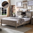 thumbnail image 1 of OKD Modern Farmhouse Full Platform Bed with Bookcase Headboard Storage and Charging Station, No Box Spring Needed, Light Rustic Oak, 1 of 9