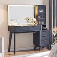 thumbnail image 1 of OKD 48" Fluted Vanity Desk with 36" Mirror and Lights, Modern Makeup Table with 5 Drawers, Charging Station, Adjustable Shelves - Dark Gray, 1 of 7