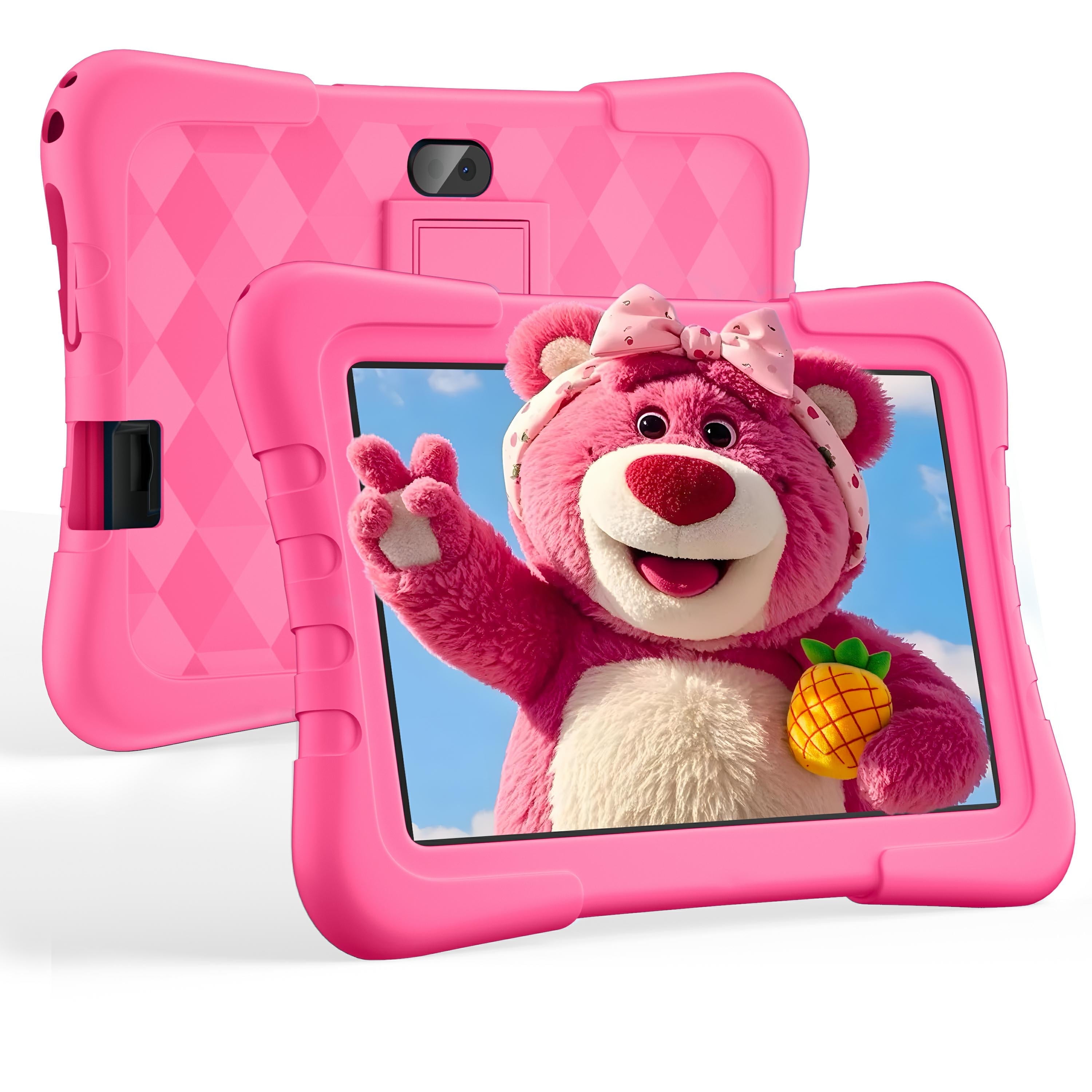 OKE Android 12 Kids Tablet, 7" Tablet for Kids, 32GB (Expandable to 128GB),Quad-Core,Educational Learning, Parental Control,IPS Screen, Dual Camera,Shockproof Case,Toddler Tablet for Kids Age 3+,Pink