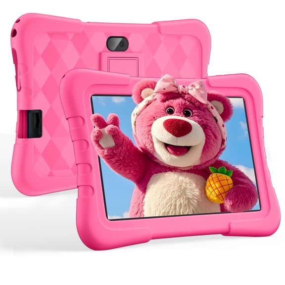 OKE Android 12 Kids Tablet, 7" Tablet for Kids, 32GB (Expandable to 128GB),Quad-Core,Educational Learning, Parental Control,IPS Screen, Dual Camera,Shockproof Case,Toddler Tablet for Kids Age 3+,Pink