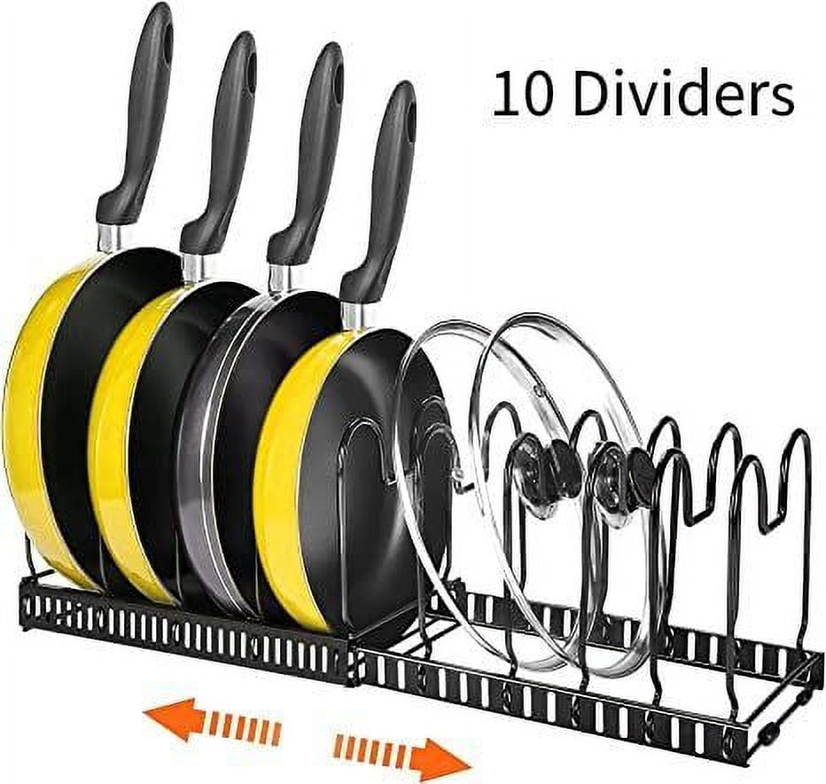 OKEPOO Expandable Pot and Pan Organizers Rack, 10 Compartment Organizer