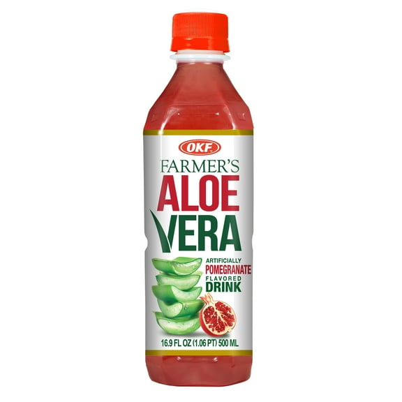 OKF Farmer's Aloe Vera Drink, Pomegranate, 16.9 Fluid Ounce (Pack of 12)
