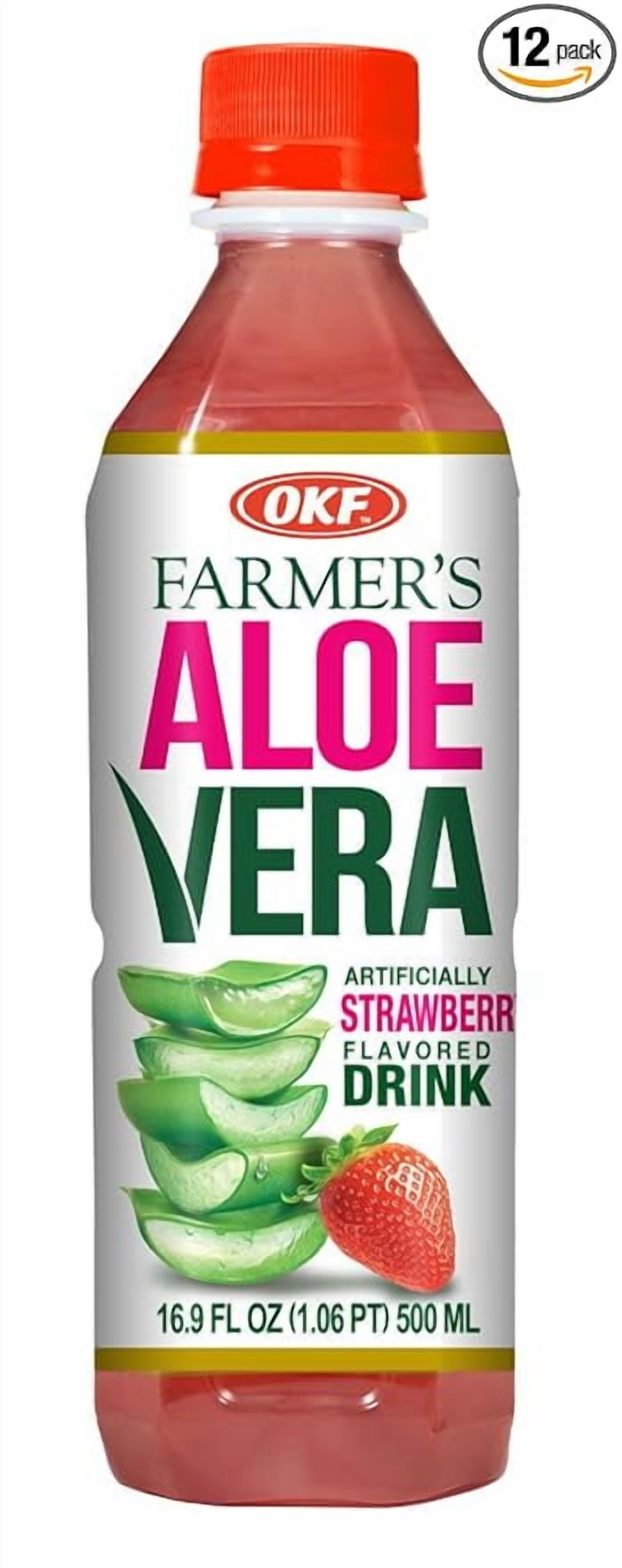 OKF Farmer's Aloe Vera Strawberry  Case of 12 (16.9 oz Bottles) | Aloe Vera  Hydrating Wellness Drink with Strawberry Flavor | Refreshing Digestive  Beverage for Home, Gym & Travel - Walmart.com