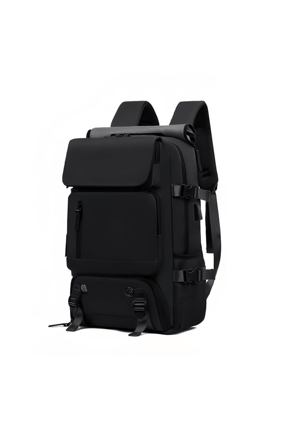 16 Inch Multi Compartment Travel Backpack Featuring Shoe Storage & USB Charging for Hiking Business and Everyday Commute，Black