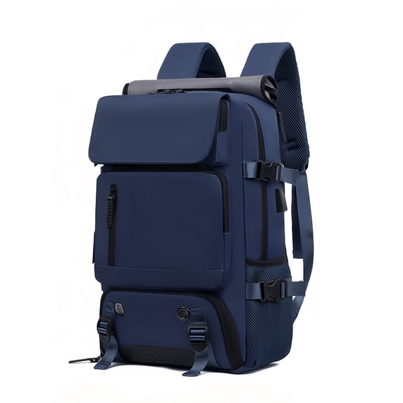 OKG 16 Inch Multi Compartment Travel Backpack Featuring Shoe Storage & USB Charging for Hiking Business and Everyday Commute, Dark Blue