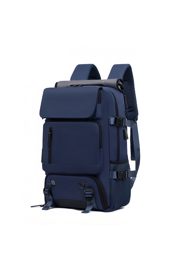 16 Inch Multi Compartment Travel Backpack Featuring Shoe Storage & USB Charging for Hiking Business and Everyday Commute, Dark Blue