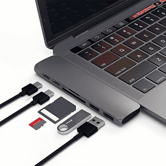 OKG 7-in-2 USB-C Hub, Thunderbolt 4 Adapter with Dual USB Ports, SD/TF Card Reader, High-Speed Data Transfer & Display, Compatible with MacBook Pro 33.02cm, Air M1 M2 and More