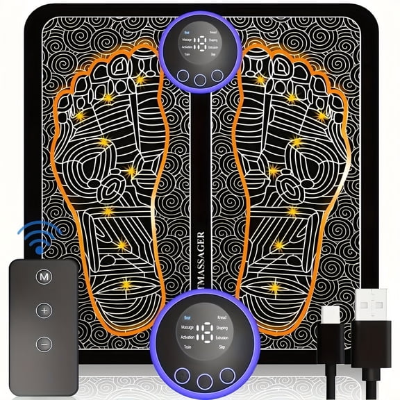 OKG Electric Foot Massager Pad Portable Remote Operated Foot Stimulator Mat for Foot Discomfort Relief