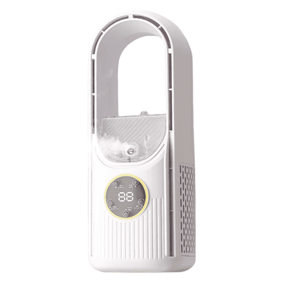 OKG Portable Bladeless Fan,  6 Speeds Timer Ice Mist Cooling Fan,  Silent USB Personal Air Cooler, White