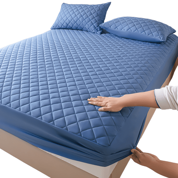 OKG Waterproof Quilted Mattress Protector Deep Pocket Twin 1-Pack Blue