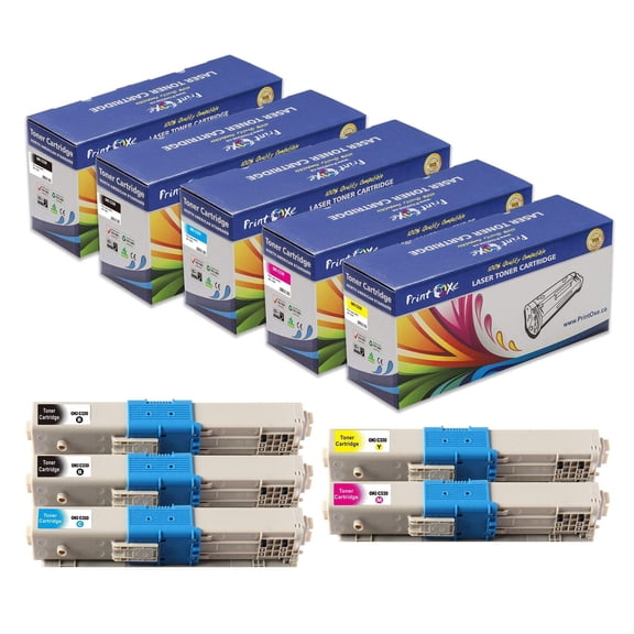 OKI C330 Compatible Set + Black| 5 Toner Cartridges | 44469801 44469703 44469702 44469701 For Okidata C310 C330 C510 C530 Series MC361 MC362