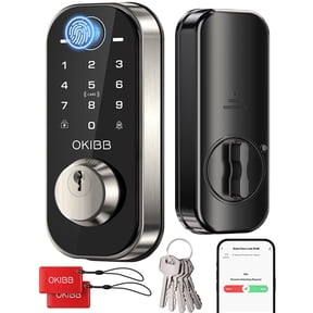 Open Box OKIBB SMART LOCK WITH WI-FI KEYLESS ENTRY DOOR LOCK APP TOUCHSCREEN - SILVER