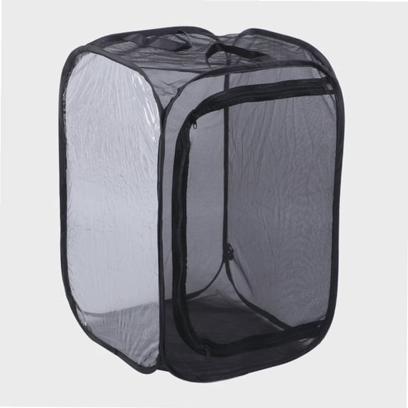 OKJHFD Habitat Cage, Black Collapsible Foldable Ventilated Light Transmission Mesh Cage House, Portable Butterfly Habitat for Science Education