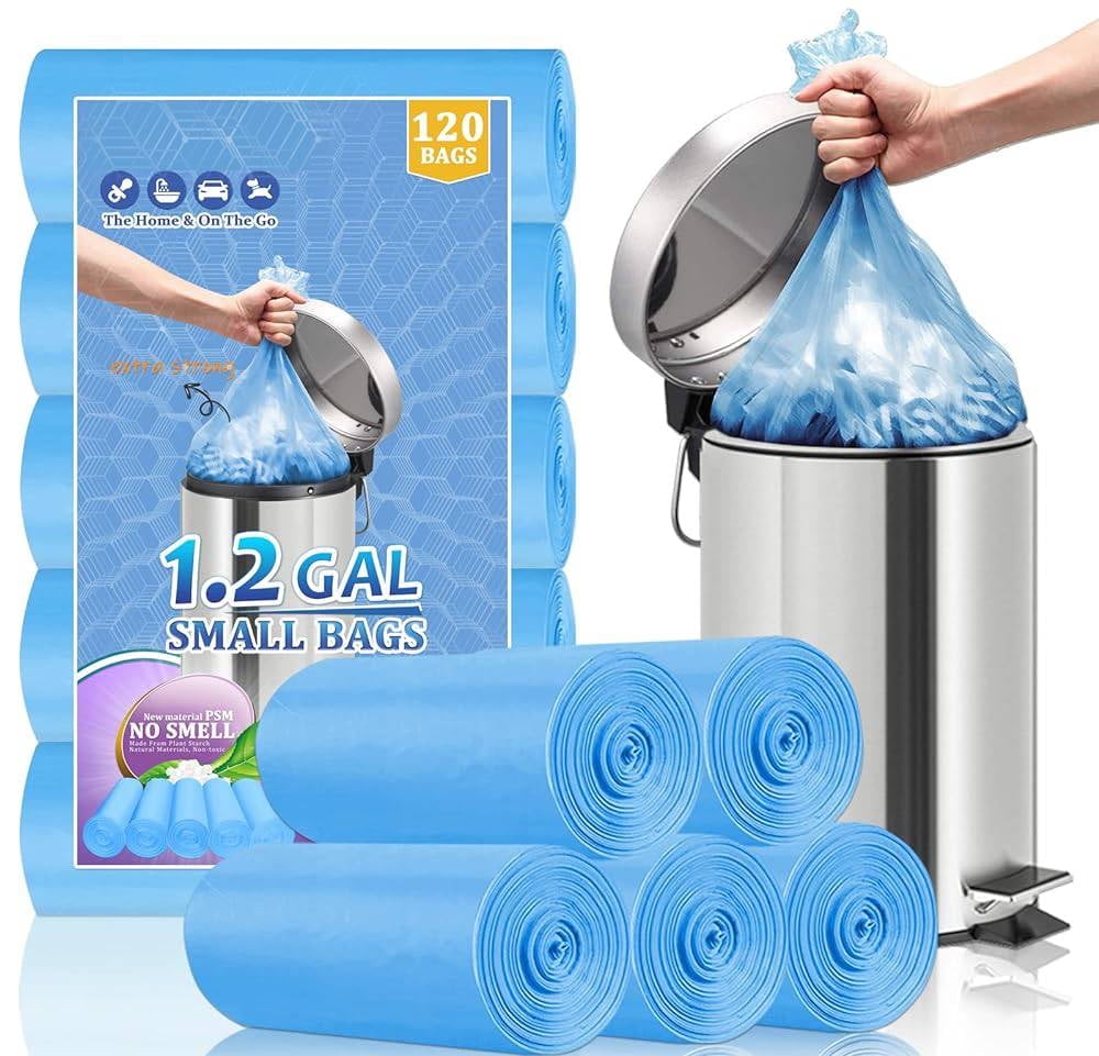 OKKEAI 1.2 Gallon Trash Bags Bathroom Garbage Bags,5 Liter 120 Count ...