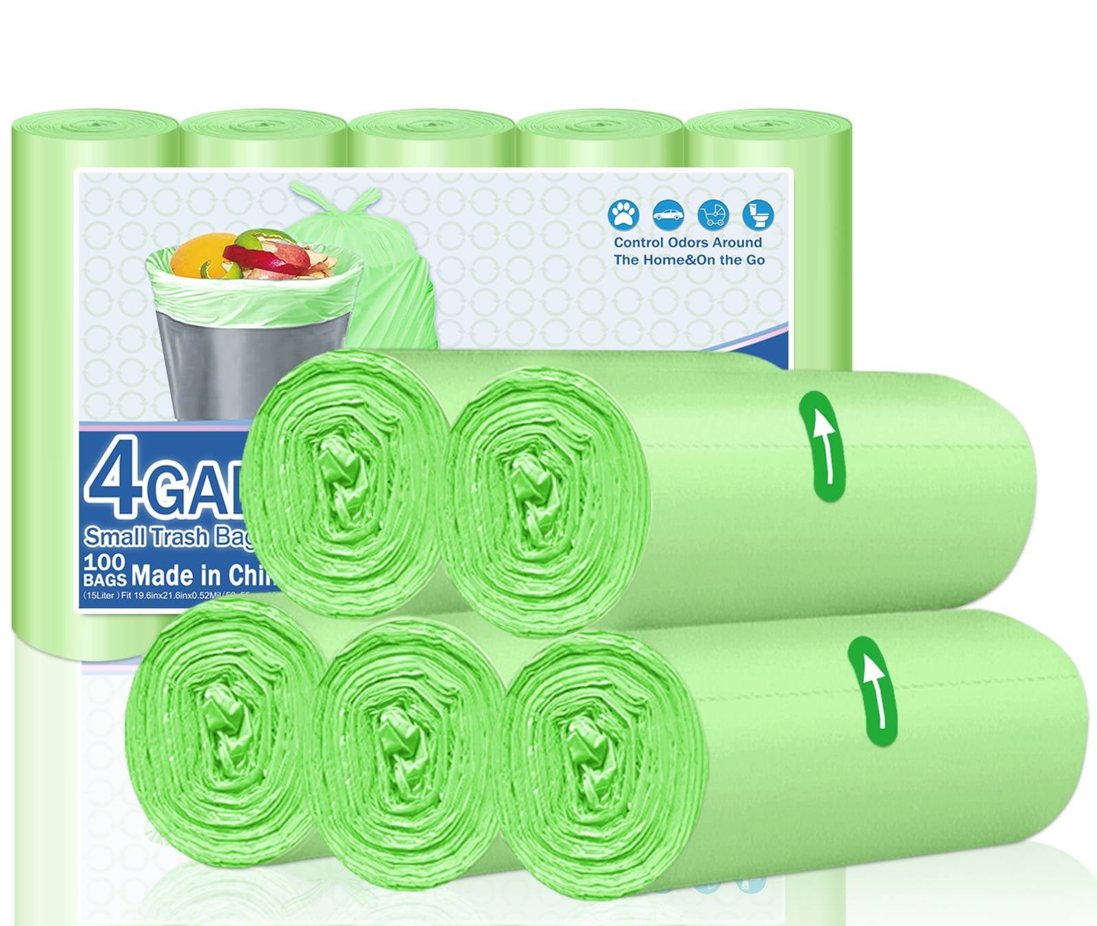 OKKEAI Small Bin Liners 15 Liter/4GAL Bathroom Bin Bags 100 Counts