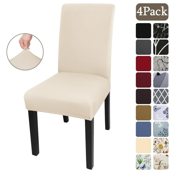 OKKEEY Beige Chair Covers 4 pack - Stretch Washable Spandex Slipcovers for Dining Room, Kitchen Parsons Chairs for Home & Party