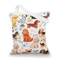 thumbnail image 1 of OKKEEY Canvas Tote Bag for Women, Colorful Puppy Theme Print Tote Bag for Dog Mom, Reusable Lightweight Shoulder Bag for Shopping, Work, Beach, 1 of 10