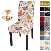 OKKEEY Chair Covers for Dining Chairs, Non-Slip High Chair Cover for Party, Spandex Protectors for Room Stretch Kitchen Cover Set of 6 - Floral
