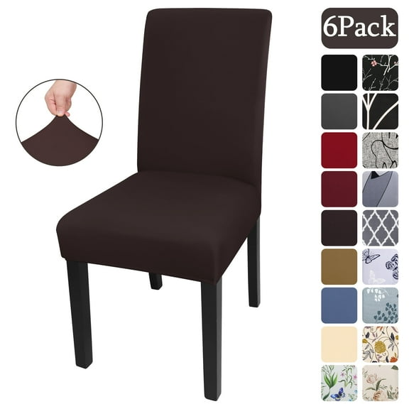 OKKEEY Solid Color Stretch Chair Covers 6 pack - Elastic Slipcovers for Dining, Parties & Weddings, Washable & Wrinkle-Resistant