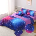 thumbnail image 1 of OKKEEY Purple Bed in a Bag Glitter Theme Comforter Set Twin Size for Girls Kids Teens, 6 Pcs Colorful Gradient Stars Bedding Set with Sheets for All Seasons, 1 of 9