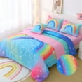 thumbnail image 1 of OKKEEY 6 Pcs Girls Kids Comforter Set Twin Size, Pink Blue Gradient Star Rainbow Bed in a Bag with Sheets, Soft Microfiber Bedding Set for Bedroom Decor, 1 of 9