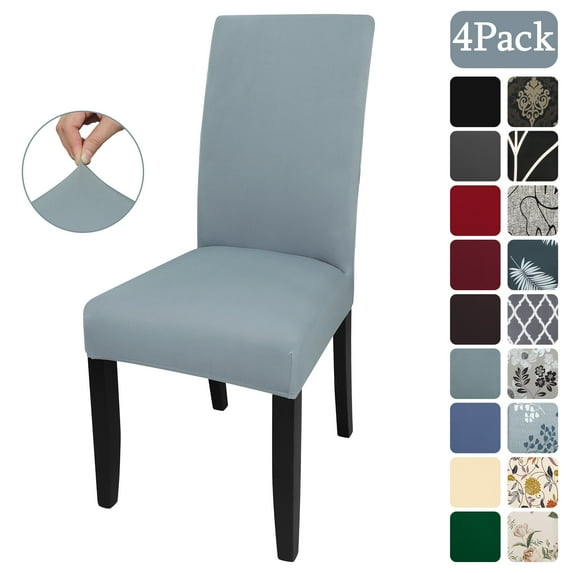 OKKEEY Universal Fit Stretchable Chair Covers, Set of 4, Premium Spandex, for Dining, Office, and Conference Room Chairs, Smoky Gray