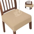 thumbnail image 1 of OKKEEY Waterproof Chair Seat Covers with Velcro Closure, 2Pcs Stretch Slipcovers for Dining Chairs, Removable Seat Cushion Protectors for Kitchen Chairs, Khaki, 1 of 10