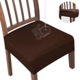 thumbnail image 1 of OKKEEY Waterproof Chair Seat Covers with Velcro Closure, 6Pcs Stretch Slipcovers for Dining Chairs, Removable Seat Cushion Protectors for Kitchen Chairs, Chocolate, 1 of 10