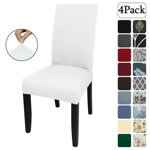 OKKEEY White Dining Chair Covers for Wedding, Party, and Event Decor, Set of 4, Protects Against Spills and Stains, Easy to Clean, Fits Most Chairs, Machine Washable