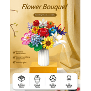 OKKIDY Flower Bouquet Building Set Compatible with Lego, ABS Material Building Block Flower, Idea Gifts for Adults Women Girls Ages 6+, No Vase, 1009PCS